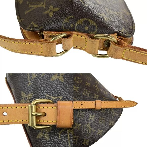 Auth LOUIS VUITTON Logo Drouot Shoulder Bag Monogram Leather Brown - Picture 8 of 16